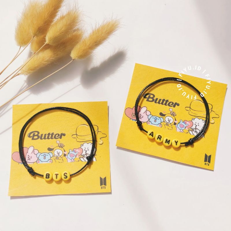 GELANG BTS ARMY BUTTER BANDUL BULAT / GELANG NAMA MEMBER BTS / JUNGKOOK / TAEHYUNG V / SUGA / JIMIN / RAPMONSTER / JIN / JHOPE