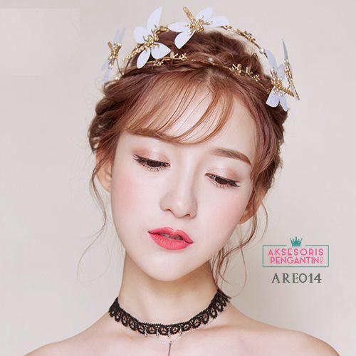 [PRODUK FAVORIT] HEADPIECE PENGANTIN AKSESORIS RAMBUT BANDO WANITA GOLD ARE014