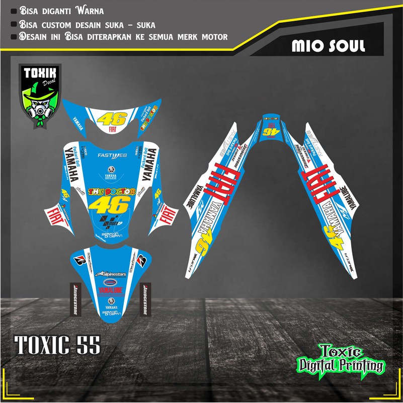 Sticker Decal YAMAHA MIO SPORTY ROSI BIRU MUDA PUTIH