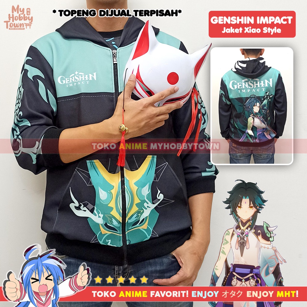 Jaket Hoodie Anime Game Full Print Genshin Impact Xiao Style