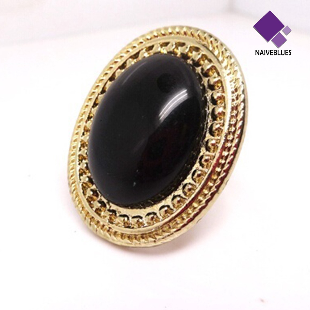 Cincin Batu Permata Oval Besar Adjustable Untuk Kencan