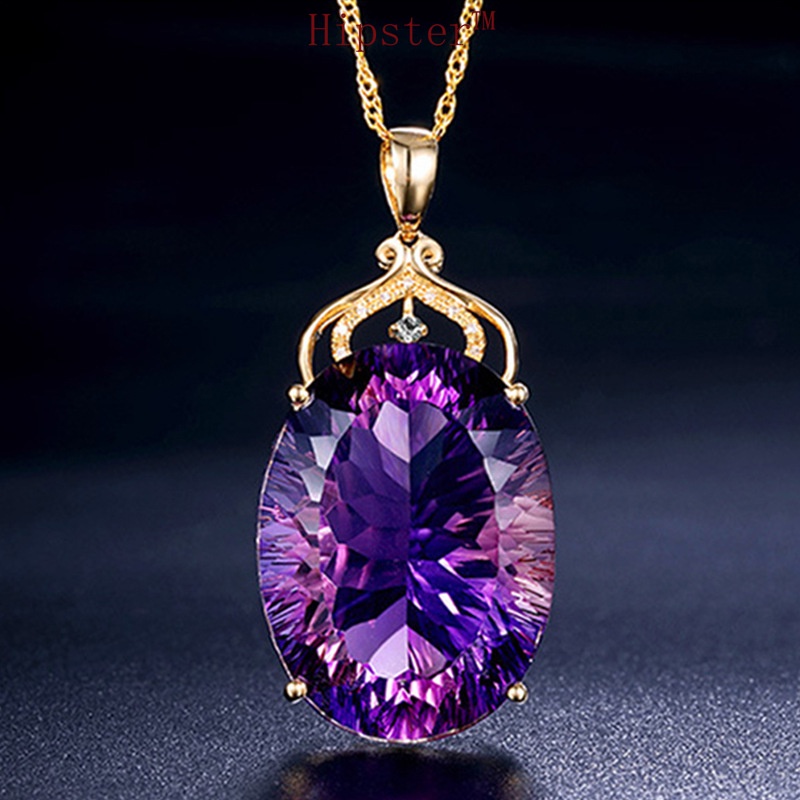 Popular Creative Design Amethyst Pendant Full Diamond Micro-Inlaid Necklace