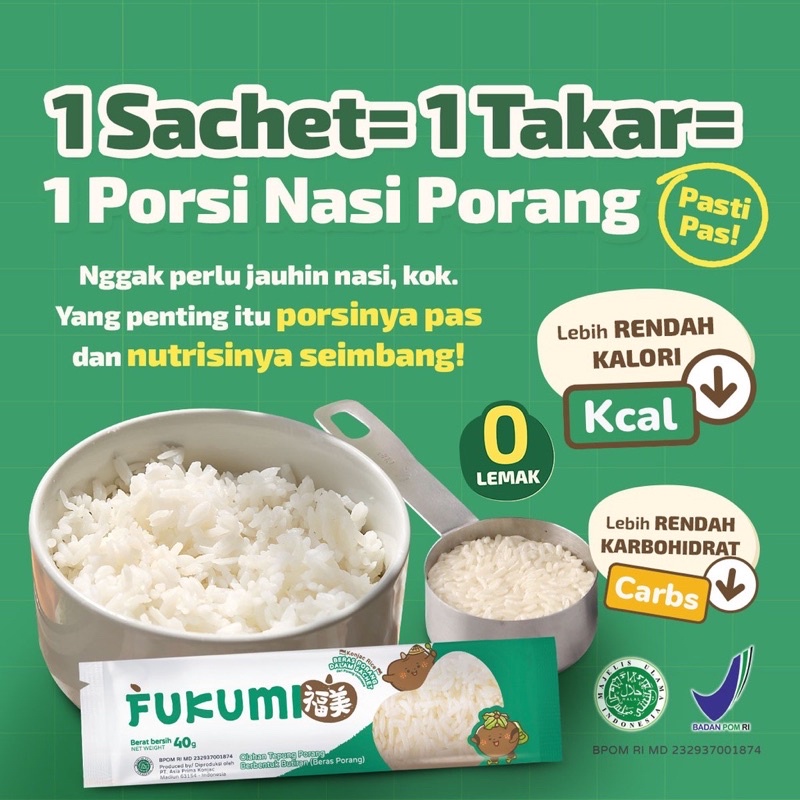 Fukumi Beras Porang Sachet Tidak Perlu dicuci Hanya Tuang Air Panas Praktis Traveling Beras Anak Dewasa Sehat Sachet Shirataki Konjac Rice Diet