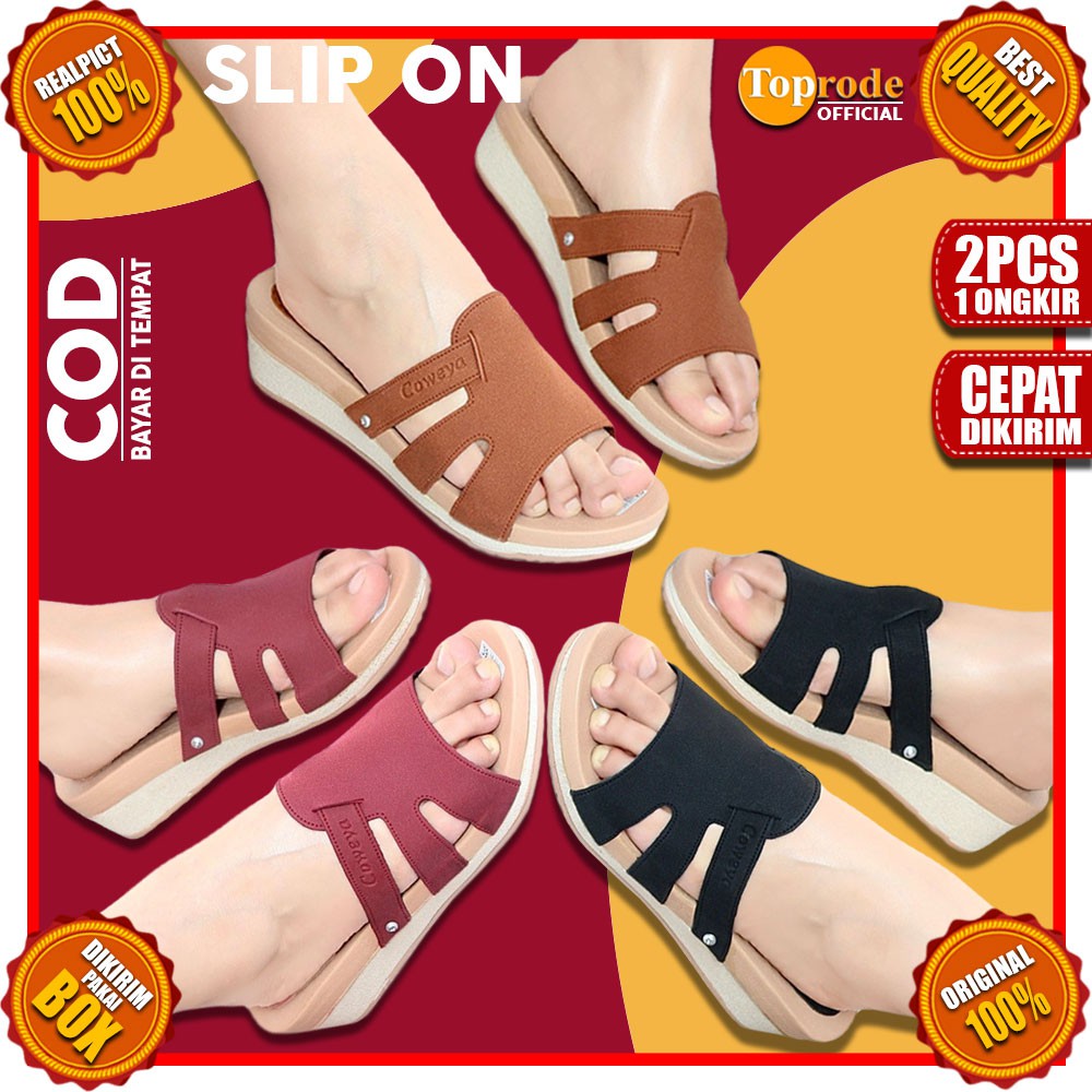 SANDAL WEDGES TALI CASUAL TERBARU MURAH SELOP SLOP SLIP SELIP TINGGI KEKINIAN CEWEK KARET WANITA TY03A