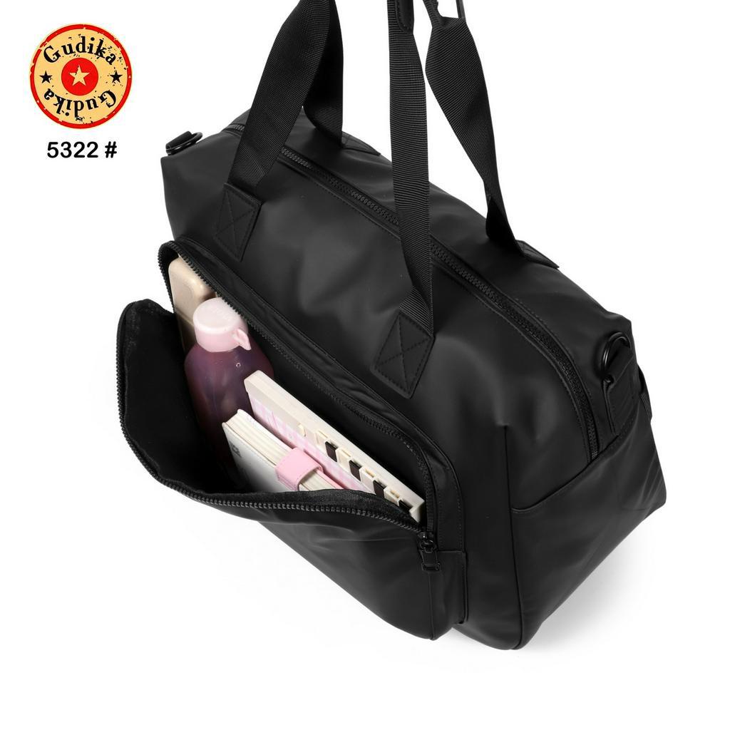 GUDIKA Black 5322 - Tas Baju Travel Import Original Bahan Nilon Waterproof Anti Air Premium Korea bisa muat banyak barang dan banyak slot