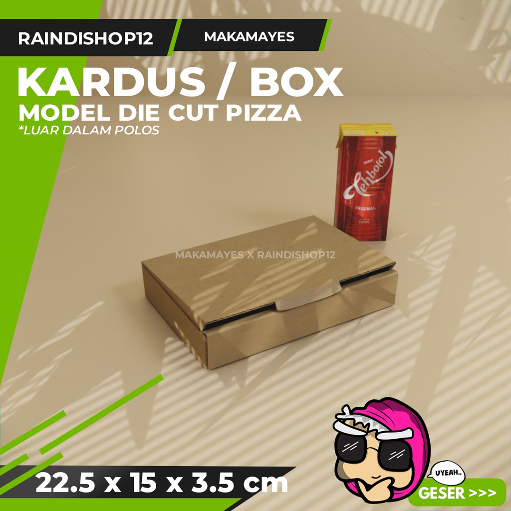 

(MIN 10 PCS) BOX 22.5 X 15 X 3.5 CM KARDUS DIE CUT PIZZA KEMASAN PACKAGING KADO
