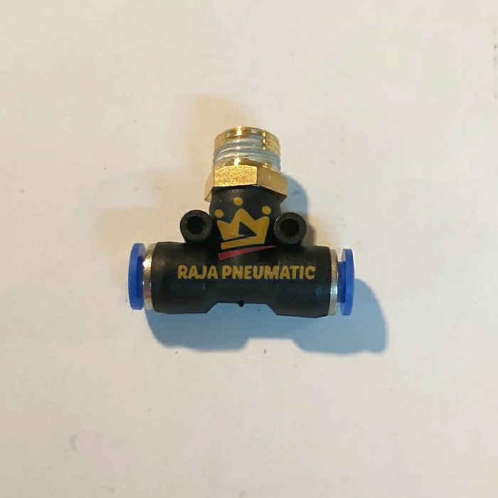 FITTING NEPEL ANGIN TEE T DRAT 1/2 KE SELANG KIRI KANAN 6MM