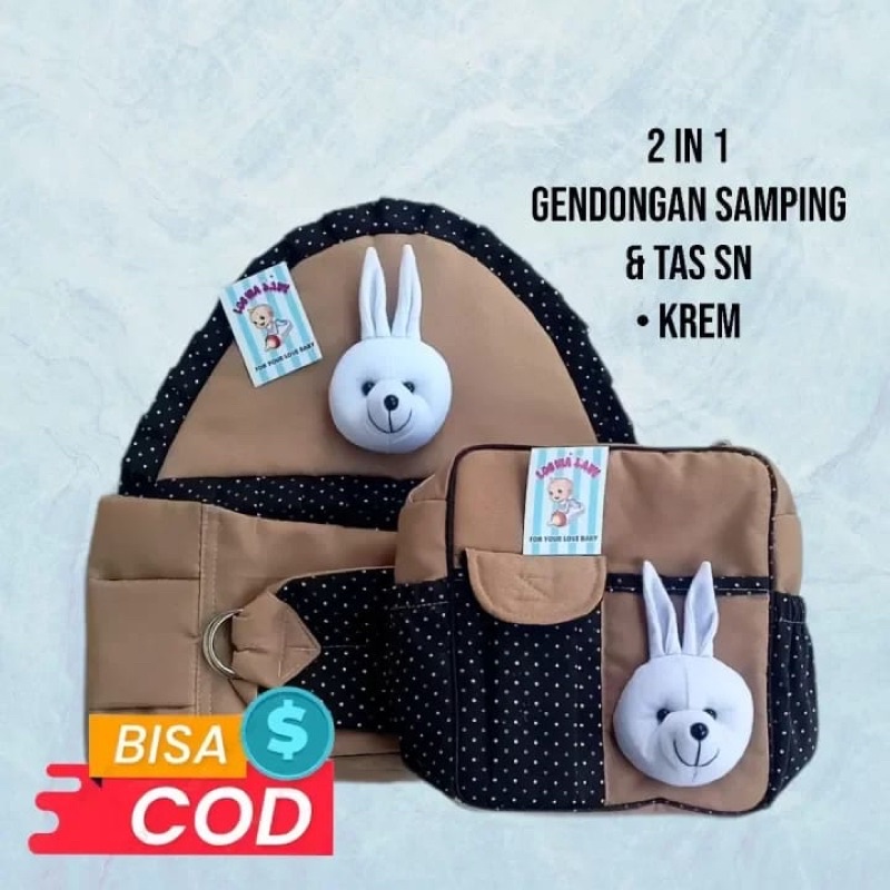 set 2in1 gendongan &amp; tas kecil pelrengkapan bayi