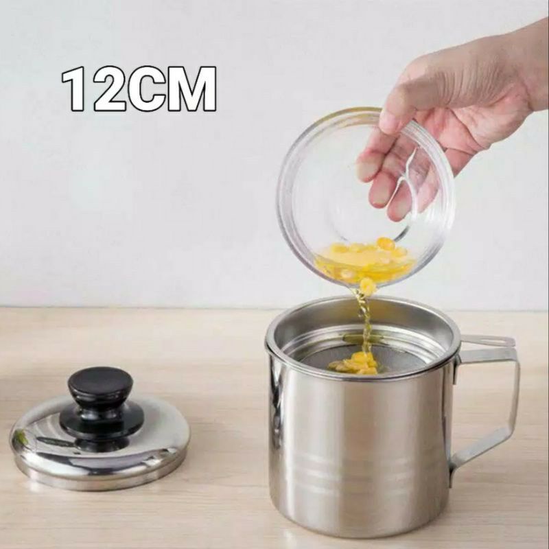 saringan minyak + tempat simpan minyak oil pot 1 liter 12 cm mug