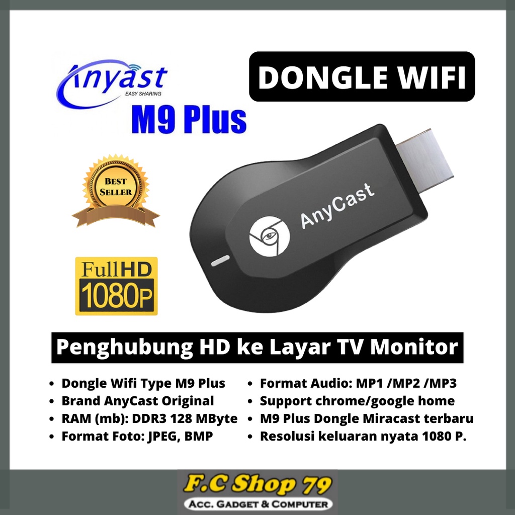 HARGA PROMO HDMI Dongle Anycast M9 Plus Alat Untuk Menghubungkan Layar HP Handphone Ke Monitor LCD L