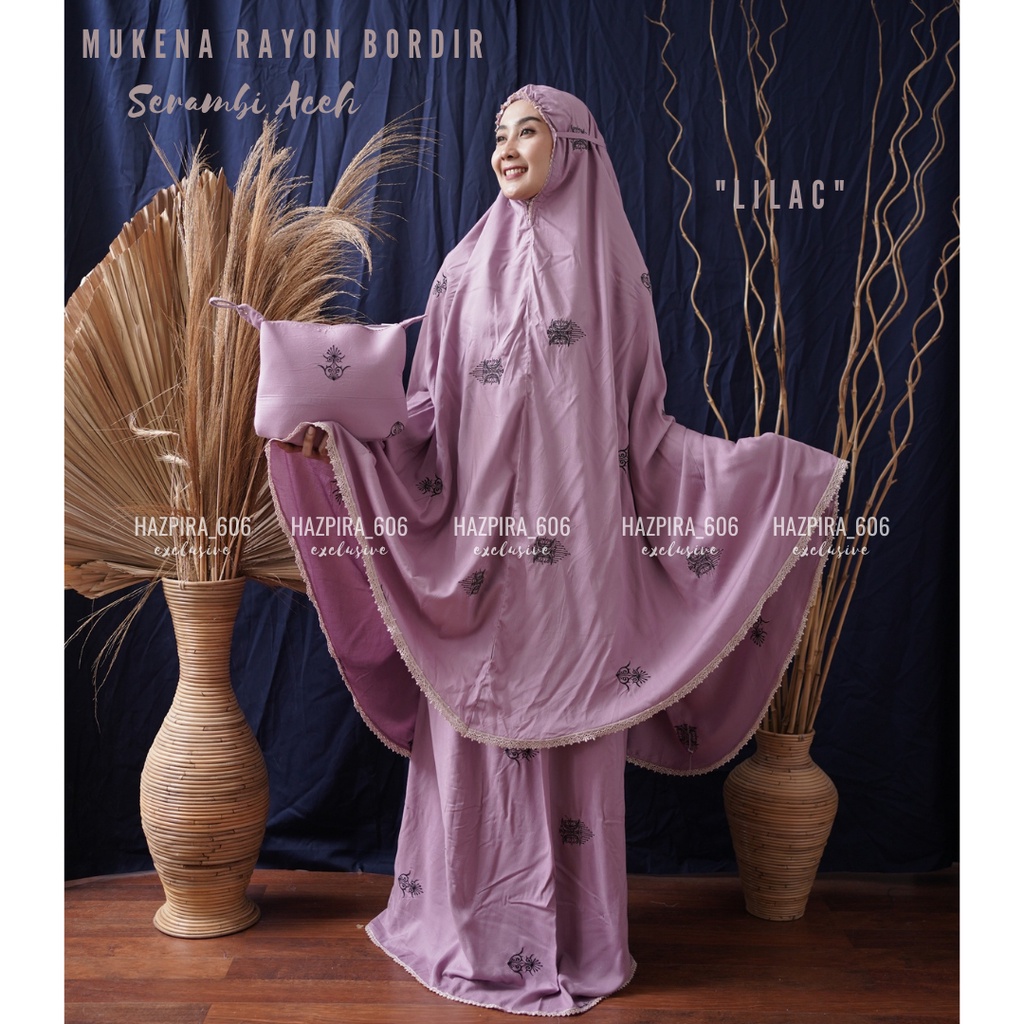 MUKENA DEWASA KATUN RAYON BORDIR SERAMBI ACEH JUMBO