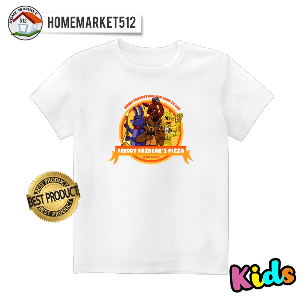 Kaos Anak Five Nights At Freddy’s Family Fazbear Pizza Kaos Anak Laki-laki Dan Perempuan Premium SABLON ANTI RONTOK!!!!! | HOMEMARKET512-0