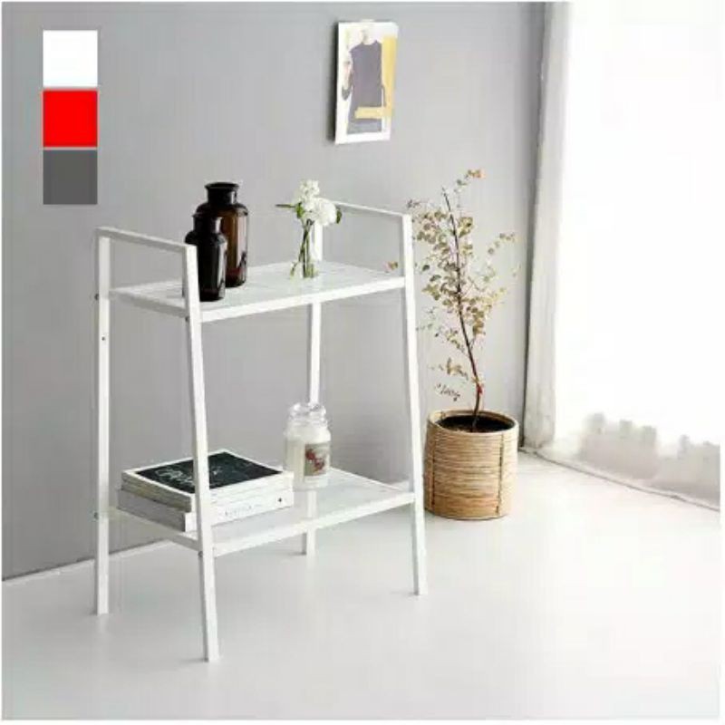 rak 2 susun putih minimalis 2 tingkat rak tanaman  2 tier informa dan lerberg
