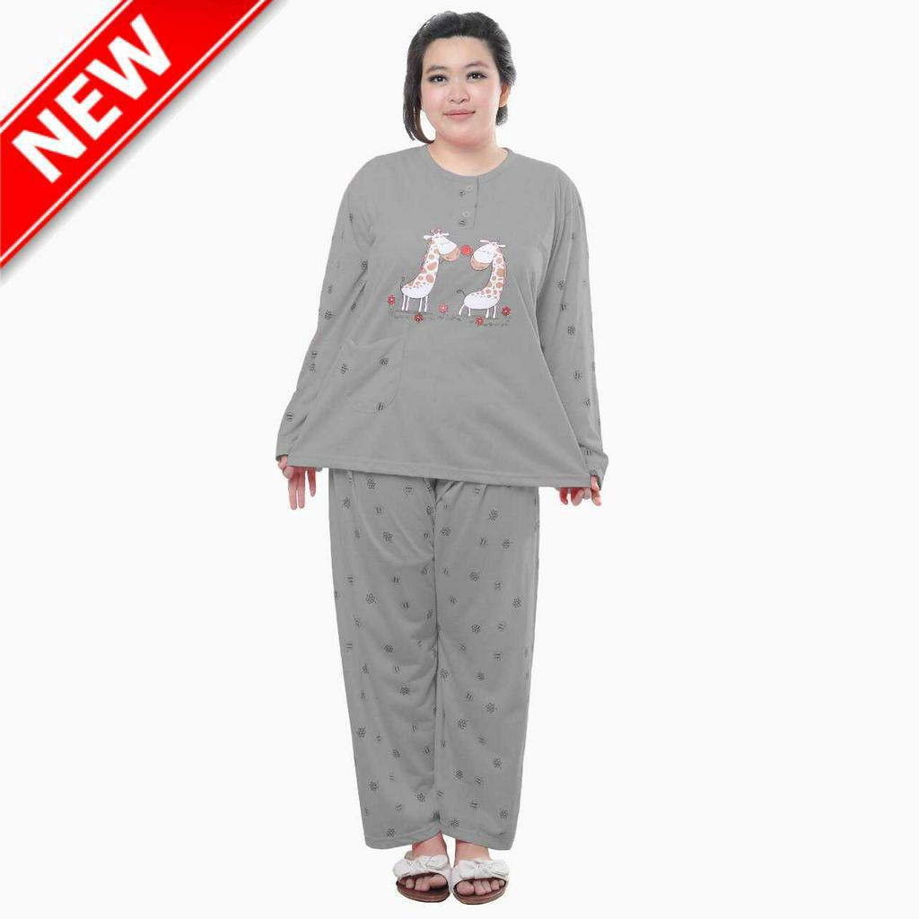 Stelan Baju Tidur Tangan Panjang Wanita BIG SIZE -  Hanifah