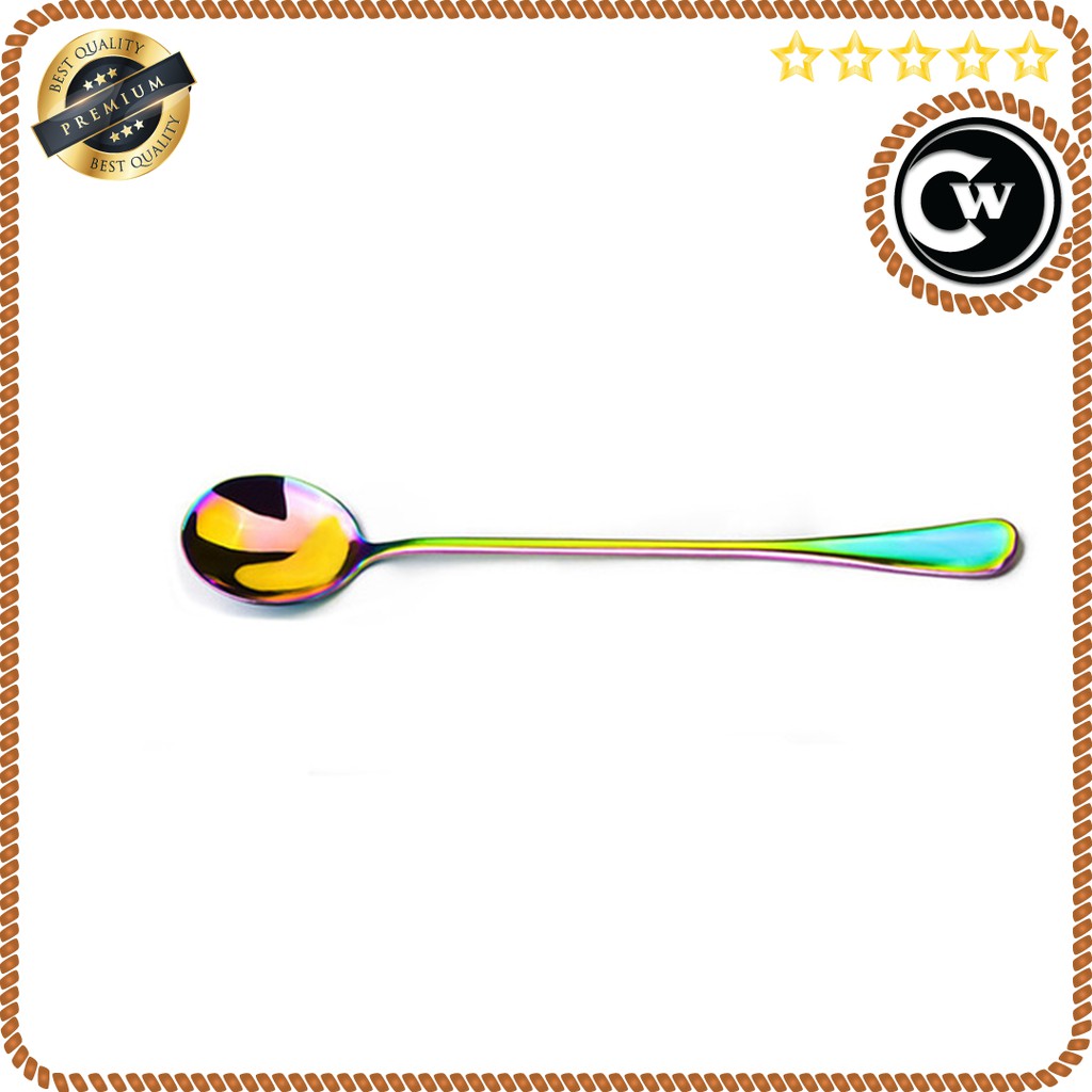 Sendok Teh Kopi Warna Pelangi Model Bulat Rainbow Spoon Tea Coffee Time