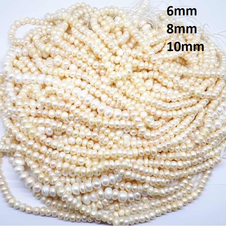 Mutiara Air Tawar  Model Gepeng Uk 6 - 10mm Harga/String