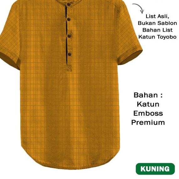 Baju Koko Pria Muslim KOKO HANAFI JUMBO Embos M - XXL TERBARU / 26432 - Navy, M