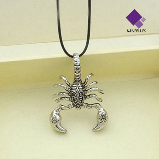 Naiveblue &gt; Kalung Tali Kulit Imitasi Liontin Kalajengking Scorpion Gaya Punk Vintage Untuk Pria