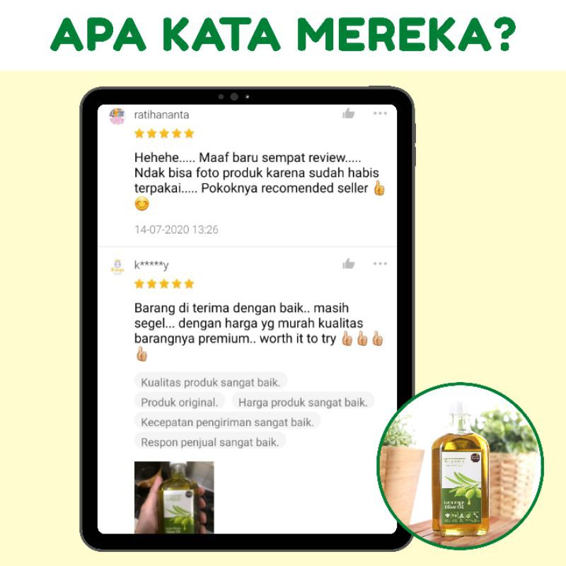 Minyak Zaitun Murni Asli Extra Virgin Olive Oil 250 ml BELI 1 DAPAT 2