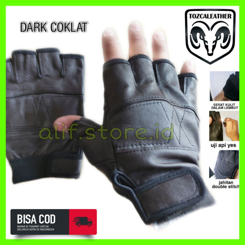 GET NOW Sarung Tangan Kulit Asli setengah jari original motor Pria daily man Gloves