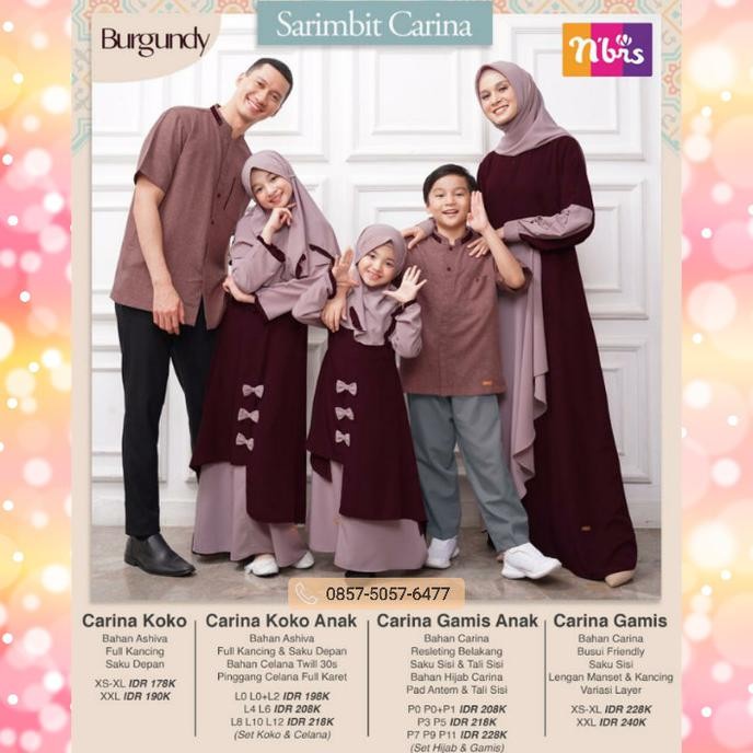 Set-Family-Muslim-Busana- New Koko Sarimbit Nibras Carina Warna Army Baju Couple Lebaran -Busana-