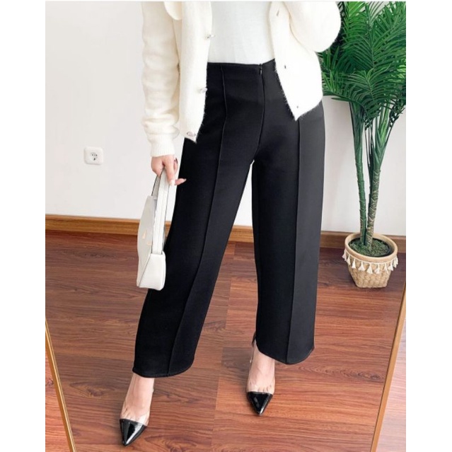 Highwaist Pants Kulot Scuba Jumbo Celana Panjang Kerja Wanita Ootd Kekinian Termurah Terlaris