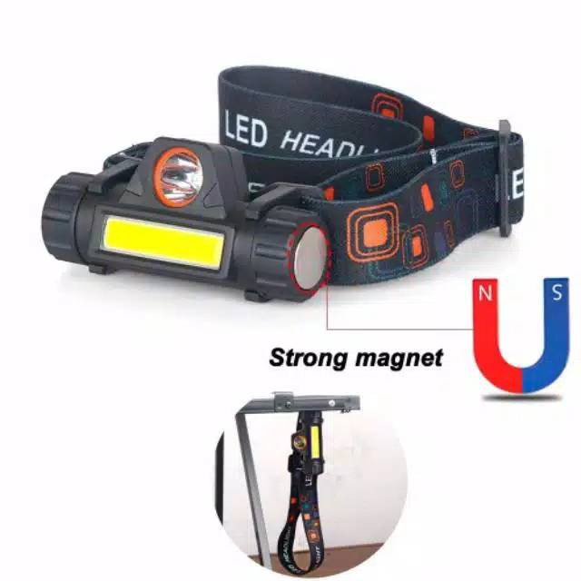 【Bisa COD】 HeadLamp COB LED Cas Waterproof ~ Senter Kepala Anti Air Charge