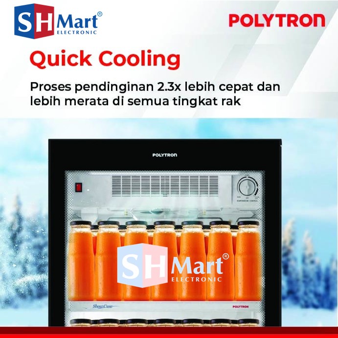 SHOWCASE POLYTRON 3 RAK KAPASITAS 180 LITER SCN-187 / SCN187 / SCN 187 (MEDAN)