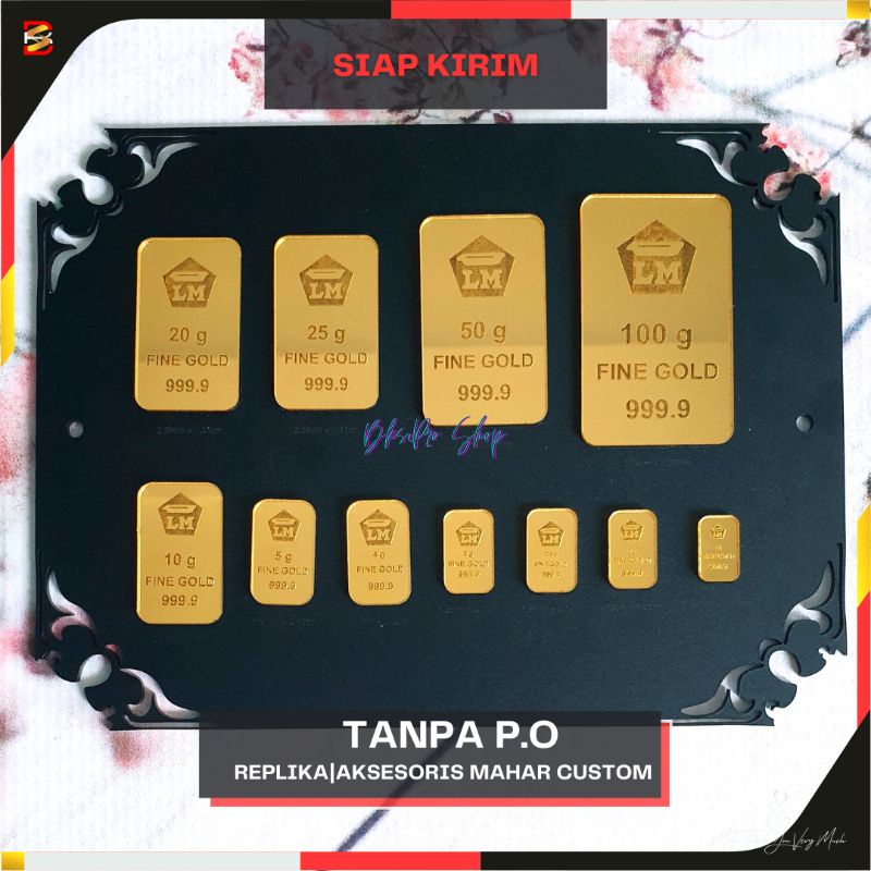 Replika LM Logam mulia emas 1 sd 10gram,aksesories mahar seserahan akrilik gold mirror