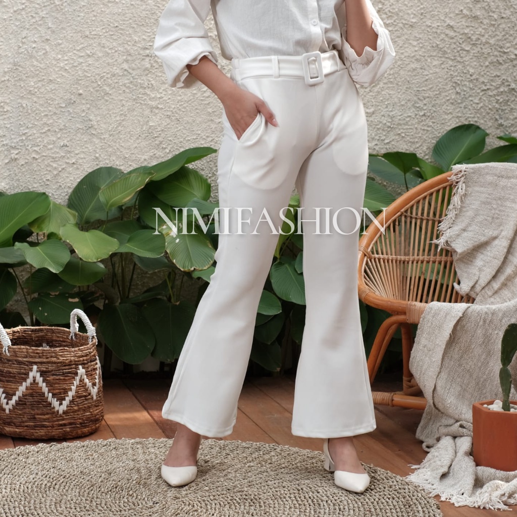 Celana Premium Scuba Import / Celana Cutbray Office Pants Import / Bawahan High Waist Cutbray wanita