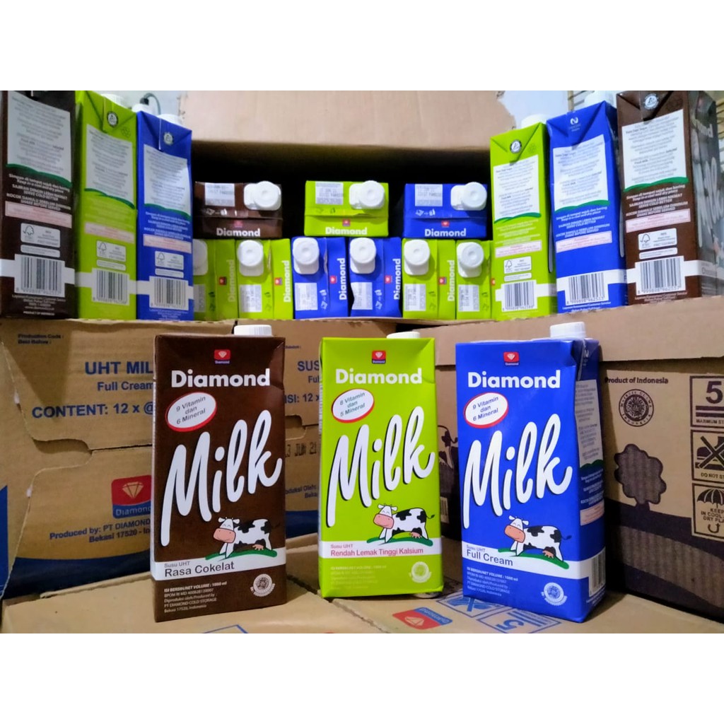 

Fresh milk Diamond 1Liter (coklat, high kalsium dan full cream)