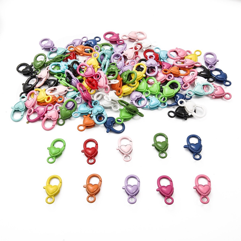 4PCS/Lot Colorful Heart Keychains Lobster Clasps Hooks Key Chain Key Rings For DIY Jewelry Making Pom Pom Keychain Findings