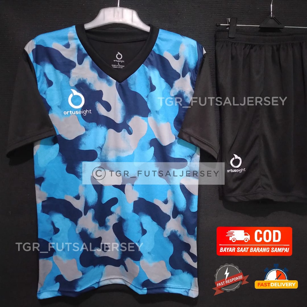 cod terbaru Setelan Jersey Baju Celana Futsal Sepak bola volly badminton ORT ARMY Series Biru Muda (
