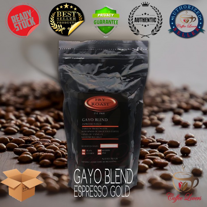 

FRY AND ROAST KOPI GAYO BLEND ESPRESSO GOLD 250 GRAM (BIJI/BUBUK)