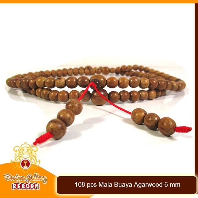 Tasbih / Mala Buddha 108 Gaharu Buaya / Agarwood 6 mm