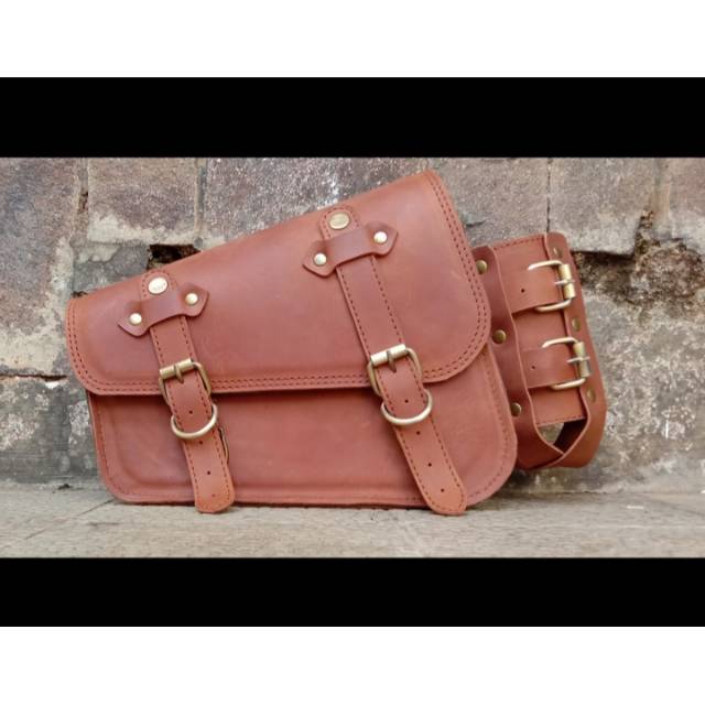 Swing arm bag leather harley / tas kulit untuk motor harley / tas motor /tas kulit asli / tas custom