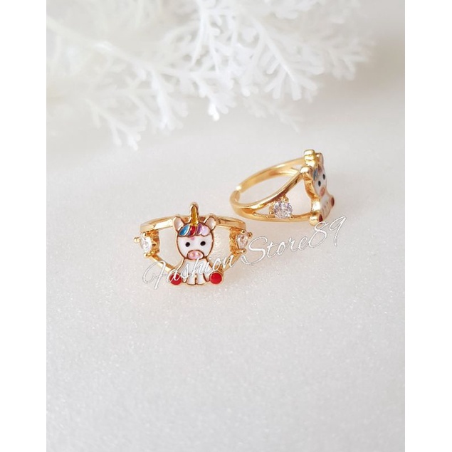 Ready Cincin Anak Kudaponi Permata Free Size Perhiasan Lapis Emas Yaxiya Impor