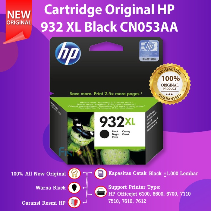 Cartridge Original HP 932XL 932 XL Black CN053AA Tinta Printer HP Office jet 6100 6600 6700 7110 7510 7610 7612