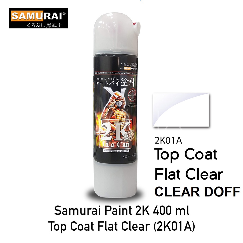 Samurai Paint 2K COAT 2K01A Flat Clear / Clear Doff Pilok Pilox Cat Semprot Samurai Clear Dop 400ml