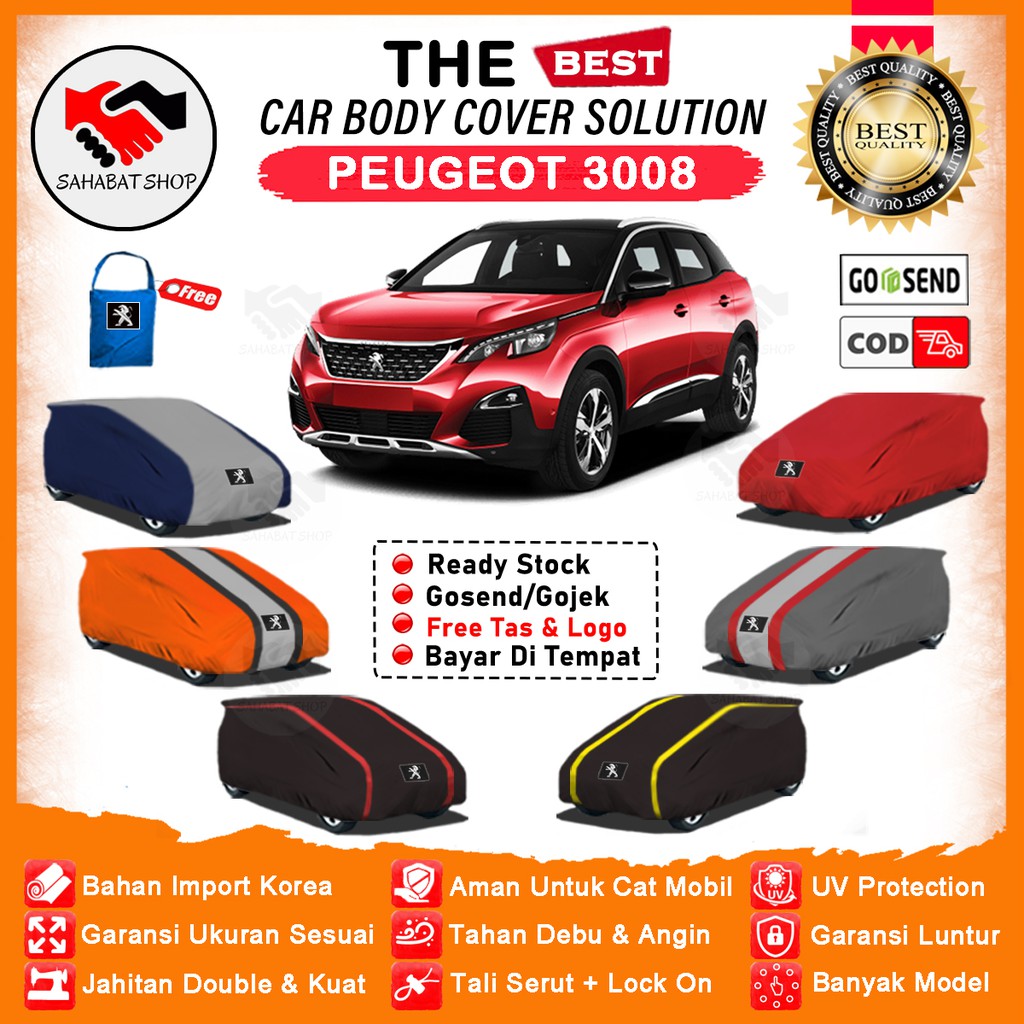 Sahabat Body Cover Mobil Peugeot 3008 / Sarung Penutup Peugeot 3008 Outdoor / Mantel Tutup Selimut Pelindung jas Kerodong Mantol Pembungkus Terpal Kerudung Tutupan Bungkus Mobil Peugeot 3008 Waterproof Anti Air Model Orange