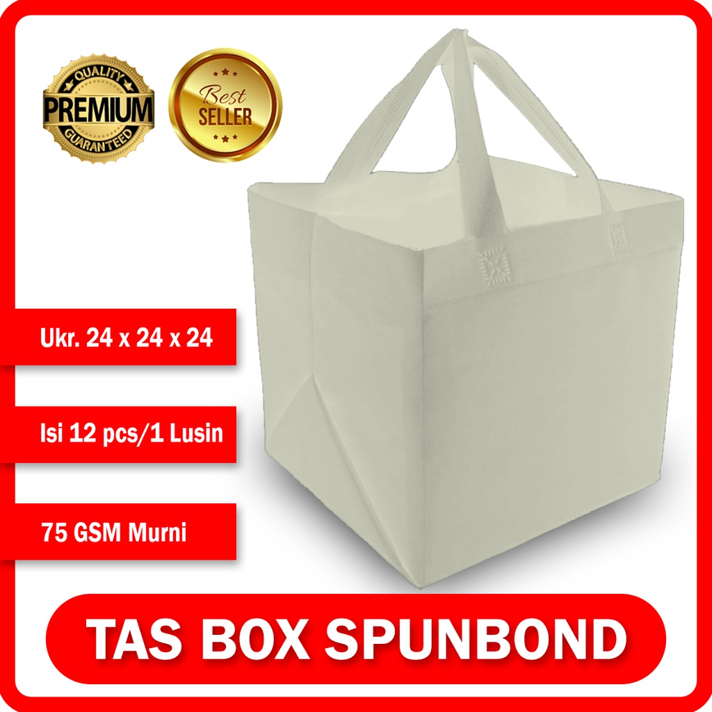 

Souvenir Tas Box Spunbond Handle - Putih 24CM x 24CM
