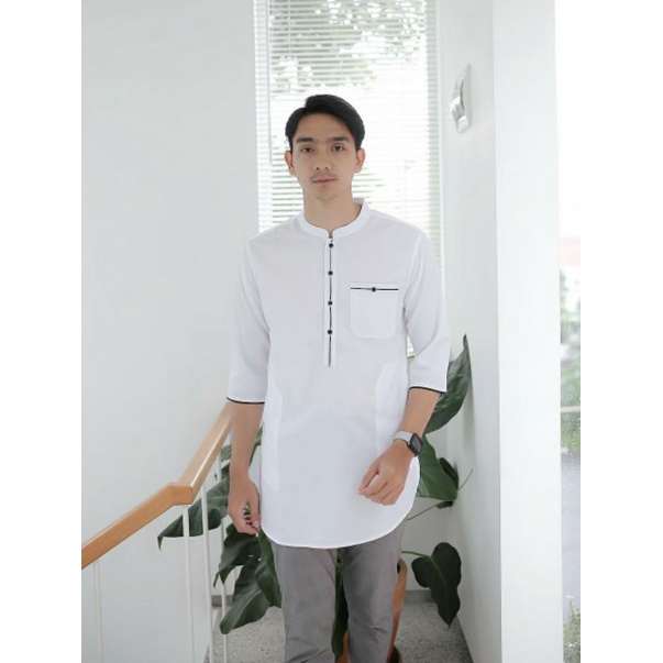 KOKO KURTA PAKISTAN BAJU MUSLIM PRIA WARNA NAVY Cream HIJAU BOTOL PUTIH HITAM ABU maroon M L XL