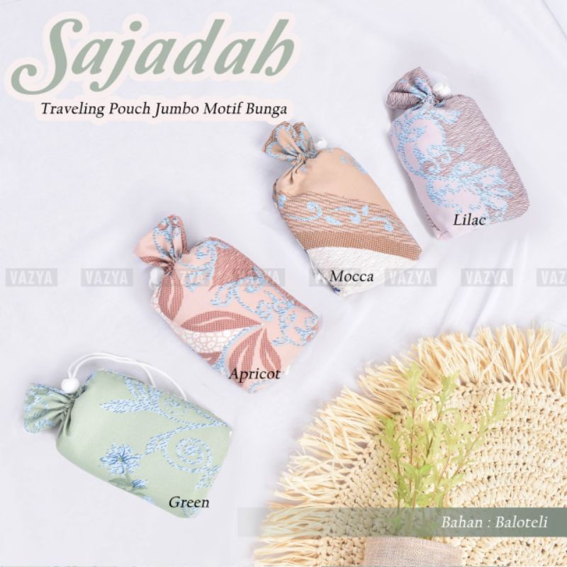 Sajadah Travel Pouch Jumbo Motif Bunga