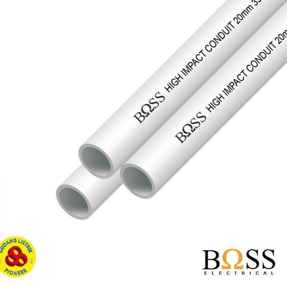 REAL PICT  BOSS PIPA CONDUIT 20MM PUTIH / PIPA LISTRIK 20 MM / PIPA KABEL