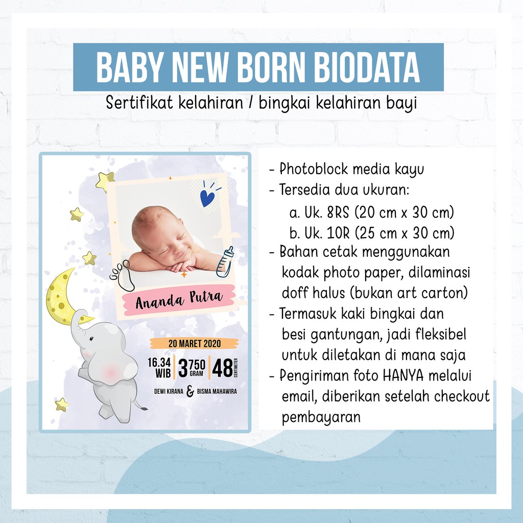 CETAK BABY BORN NEWBORN BIODATA / SERTIFIKAT KELAHIRAN / BINGKAI PHOTOBLOCK KELAHIRAN BAYI CUSTOM