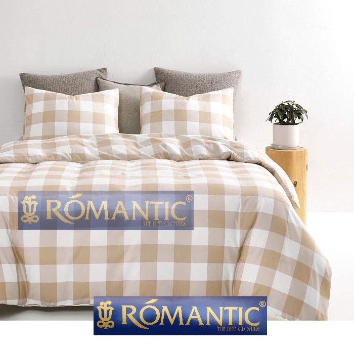 AESTHETIC KOREA Bedcover Sprei emily Khaki kotak pastel by ROMANTIC gingham cewe katun jepang lokal