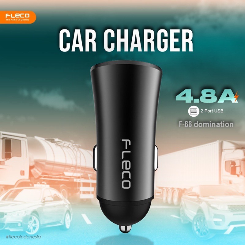 PROMO SAVER MOBIL FLECO F66 DOMINATION CAR CHARGER 2USB 4.8A METAL MATERIAL HIGH QUALITY POWER