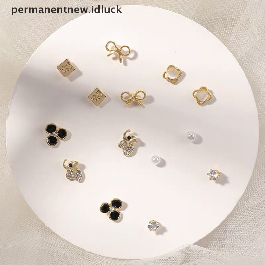 7 Pasang / Set Anting Stud Bentuk Kupu-Kupu Geometris Kecil Gaya Korea Untuk Wanita