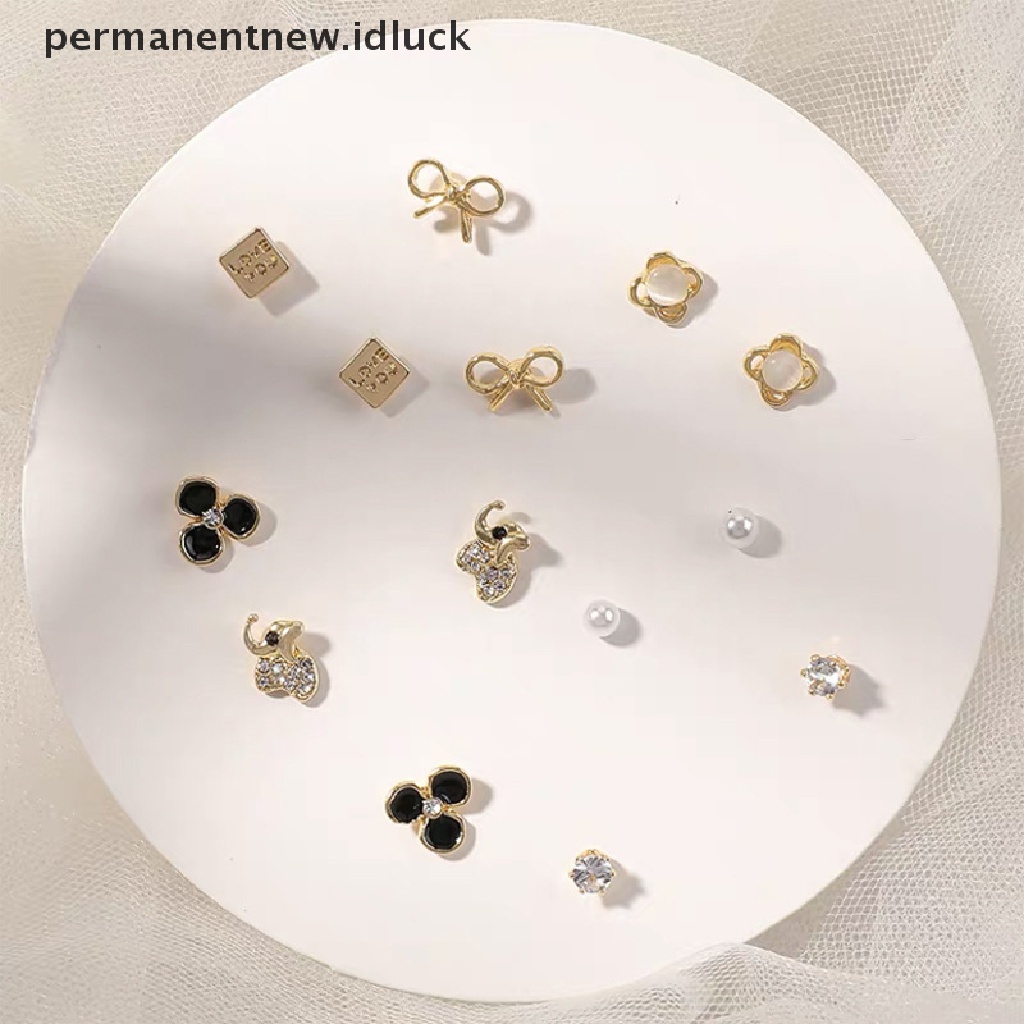 7 Pasang / Set Anting Stud Bentuk Kupu-Kupu Geometris Kecil Gaya Korea Untuk Wanita