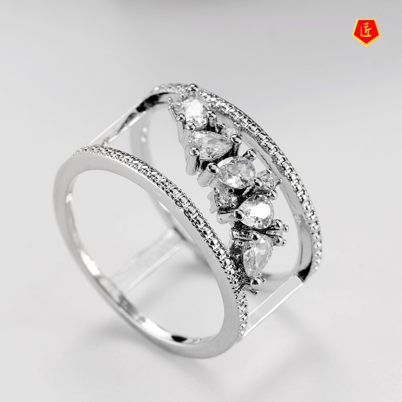 [Ready Stock]Fashion Personality Diamond-Studded Ring